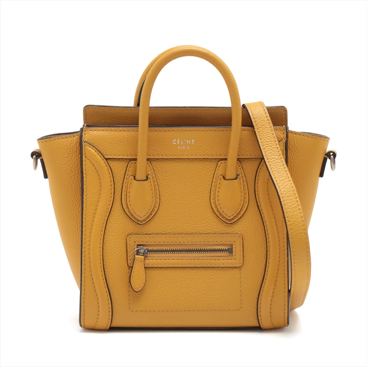 【新ロゴ・新品同然】セリーヌ ラゲージ ナノショッパー 2way ハンドバッグ CELINE(セリーヌ) ラゲージ ナノショッパー レザー2WAY