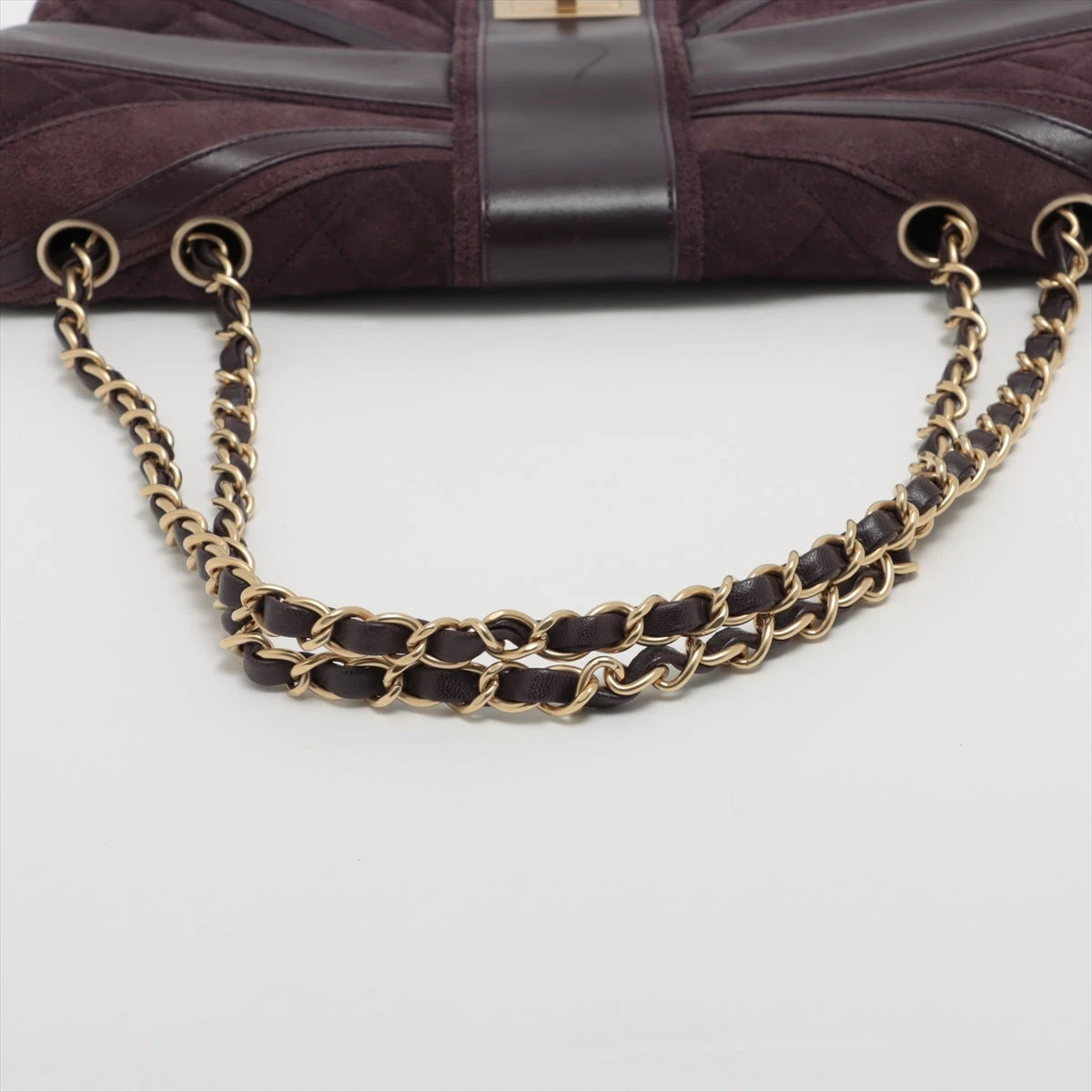 シャネル マトラッセ スエード×レザー シングルフラップ ダブル