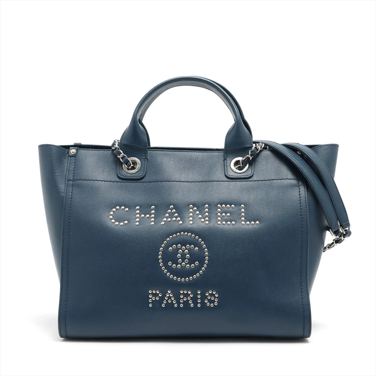 シャネル ドーヴィルMM キャビアスキン チェーントートバッグ