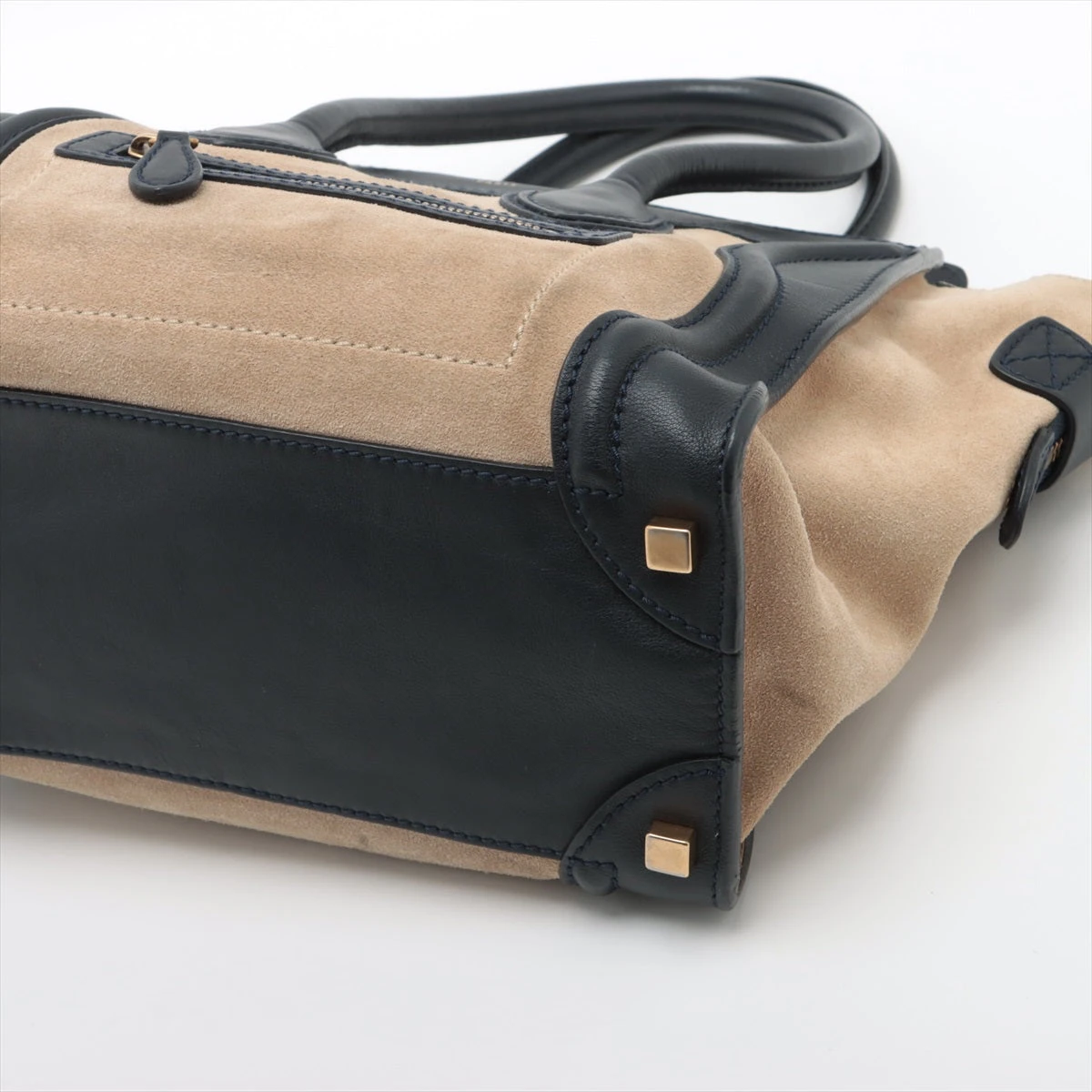 CÉLINE ラゲージ マイクロショッパー ハンドバッグ ベージュ/黒/茶色 セリーヌラゲージ マイクロショッパー トリコロール ベージュ/黒