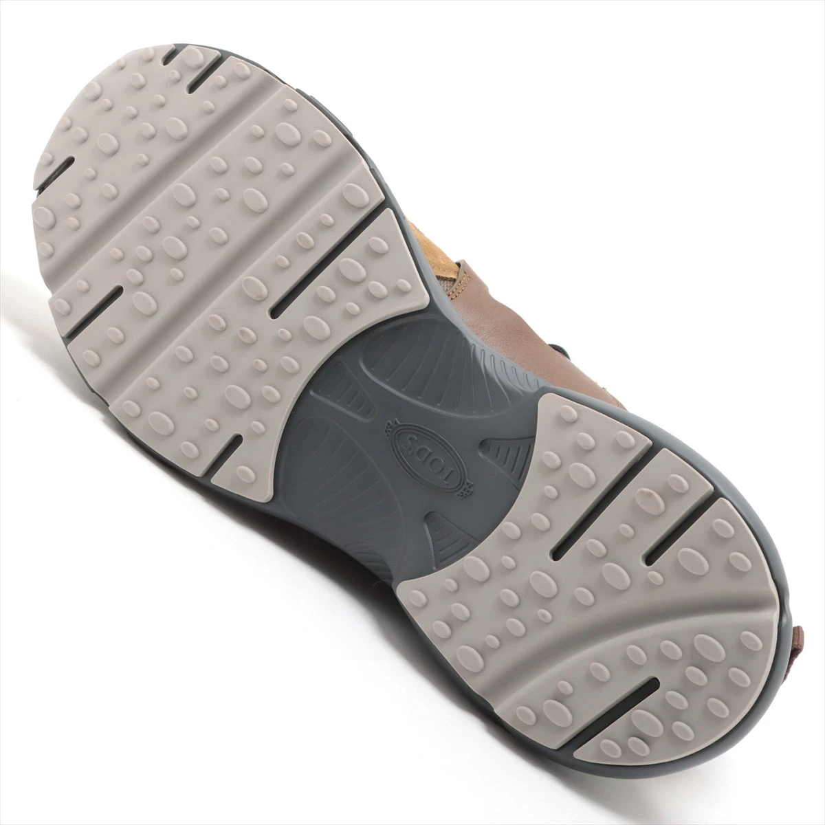 【TOD'S】グレー ニット レザー スエード ソックススニーカー トッズ ニット×レザー スニーカー 8 メンズ グリーン×ブラウン