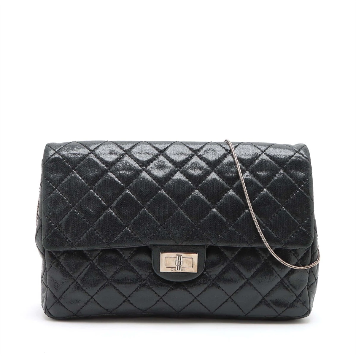 シャネル 2.55 レザー チェーンショルダーバッグ マトラッセ ブラック  