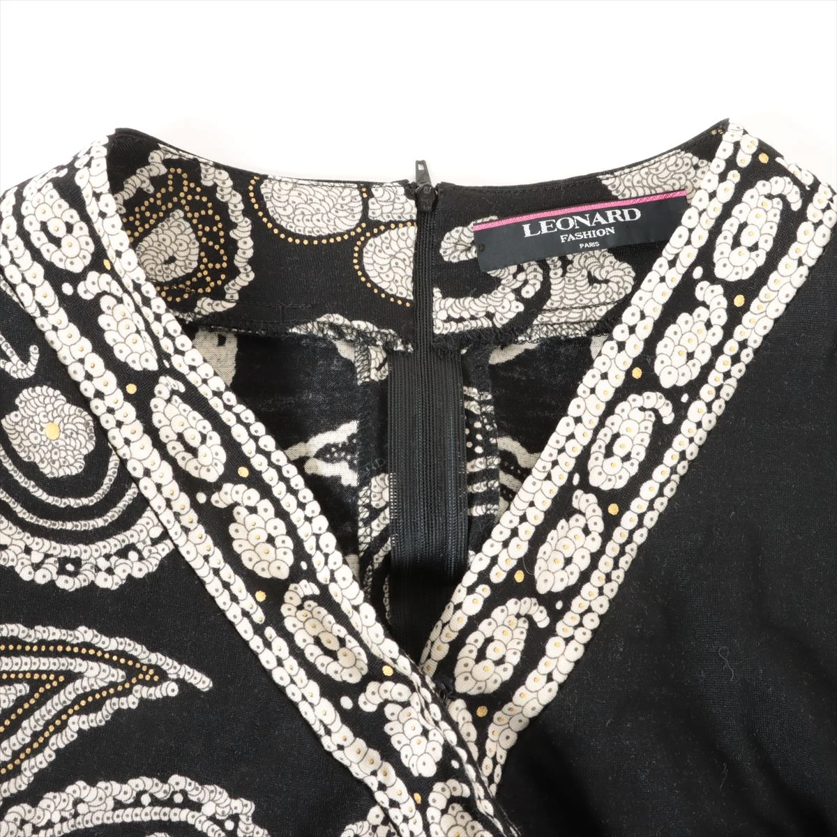 レオナール LEONARD シルクウールワンピース 美品 LEONARD レオナール シルクウール ベルト付 ロング
