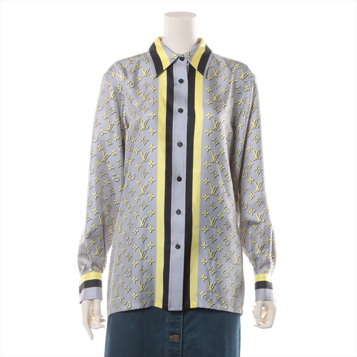 ヴィトン 23AW シルク シャツ 36 レディース グレー RW232W 3D