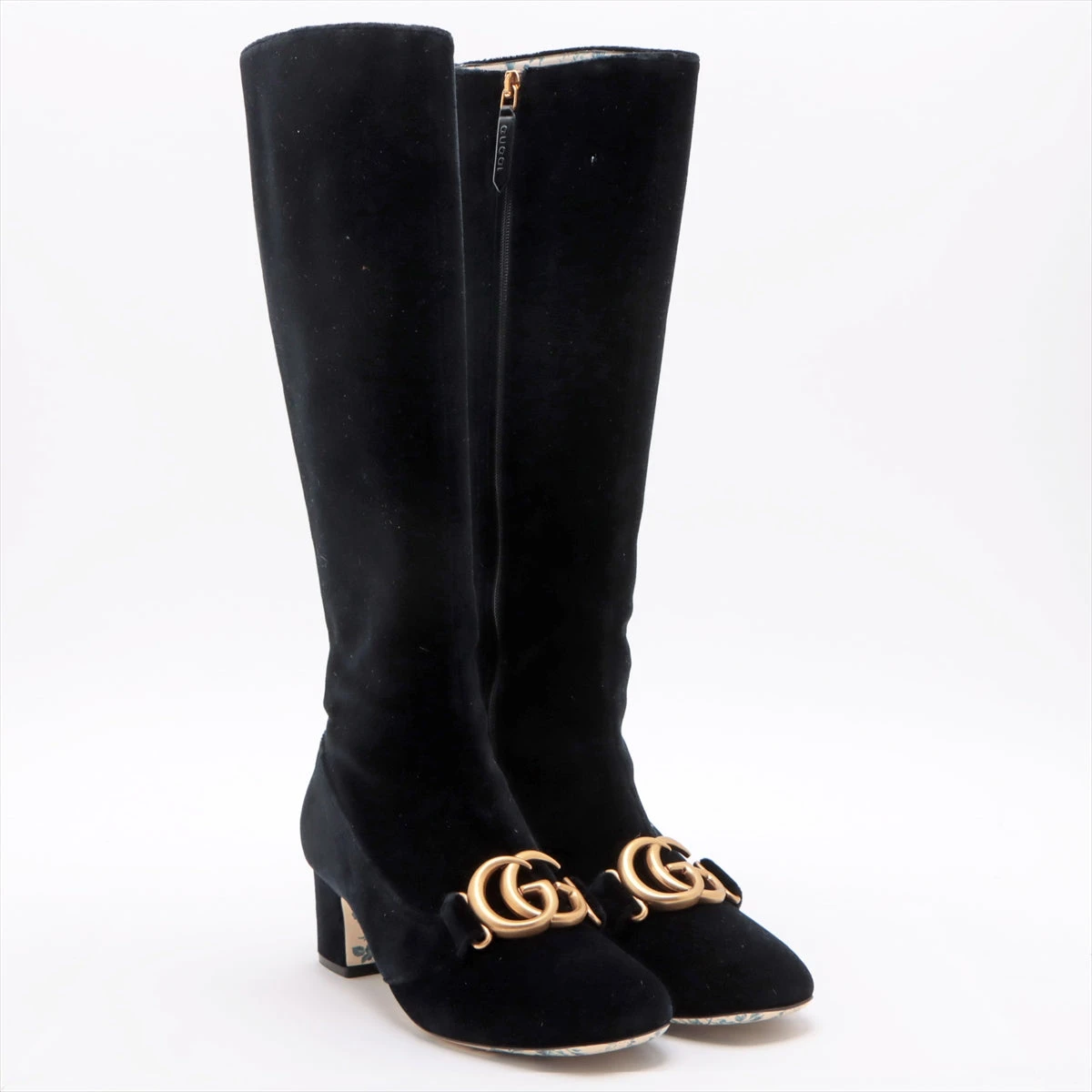 グッチ公式オンラインストア購入 GG型押し レザーロングブーツ 35ハーフ