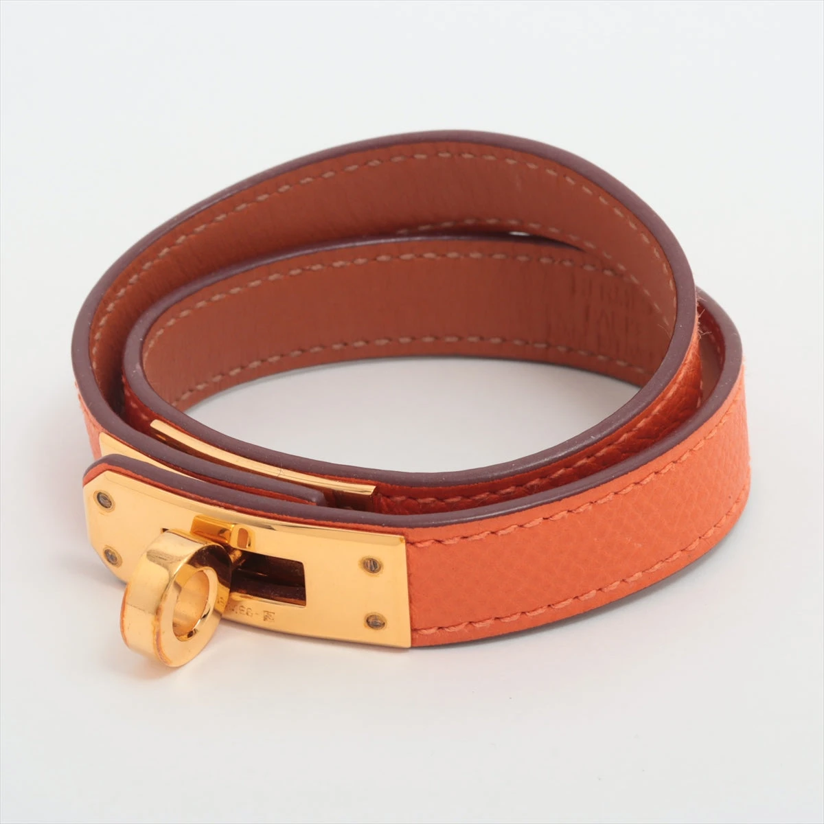 エルメス　ケリーブレスレス　オレンジ　ゴールド　腕周り約15cm エルメス ケリー □Q刻印：2013年 ブレスレット GP×革 オレンジ