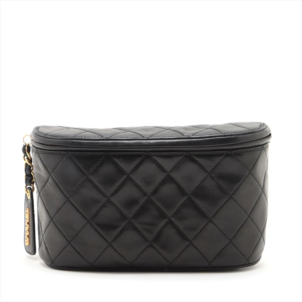 シャネル マトラッセ ラムスキン ウエストポーチ ブラック ゴールド