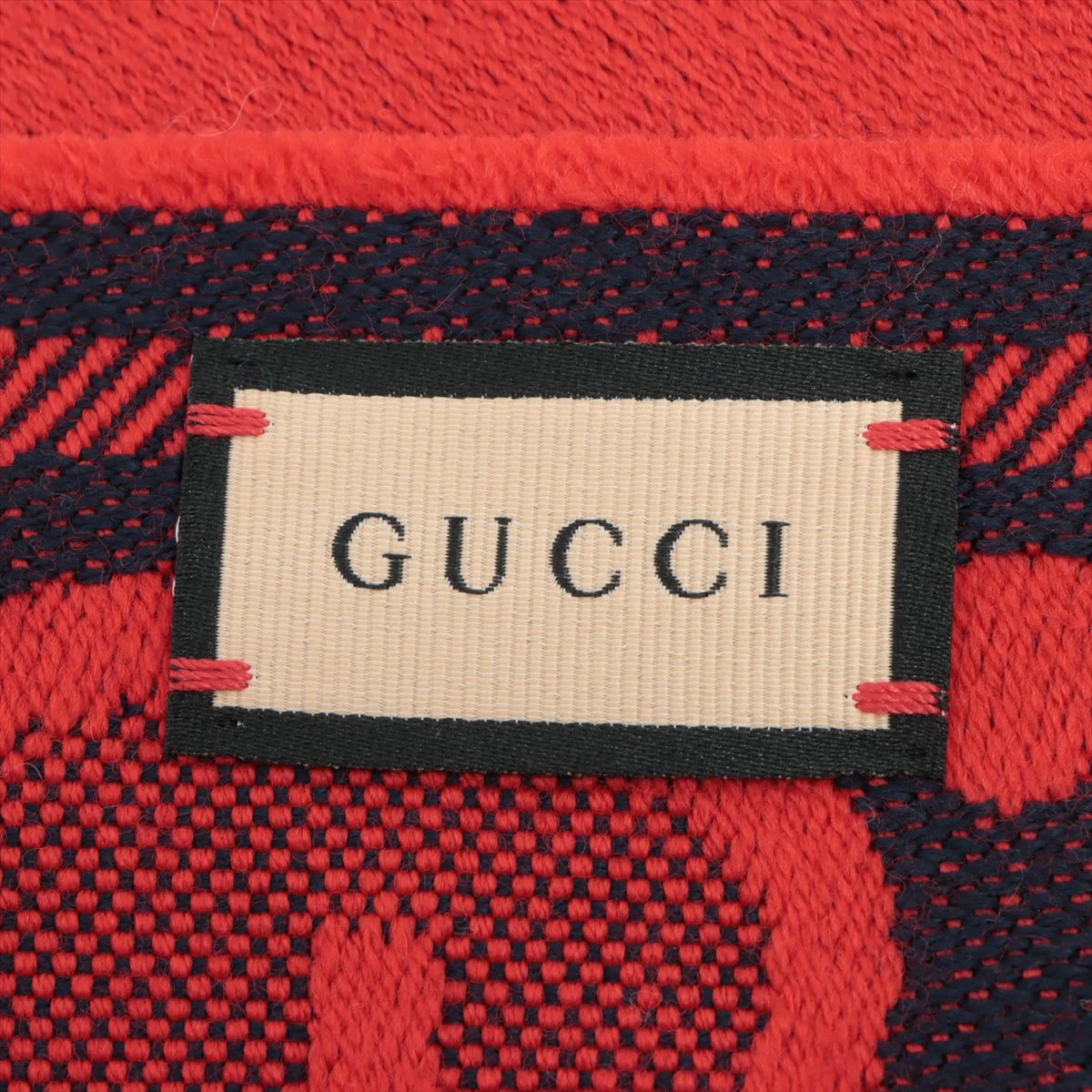 グッチ GGジャガード ウール マフラー ネイビー/レッド 【公式通販】