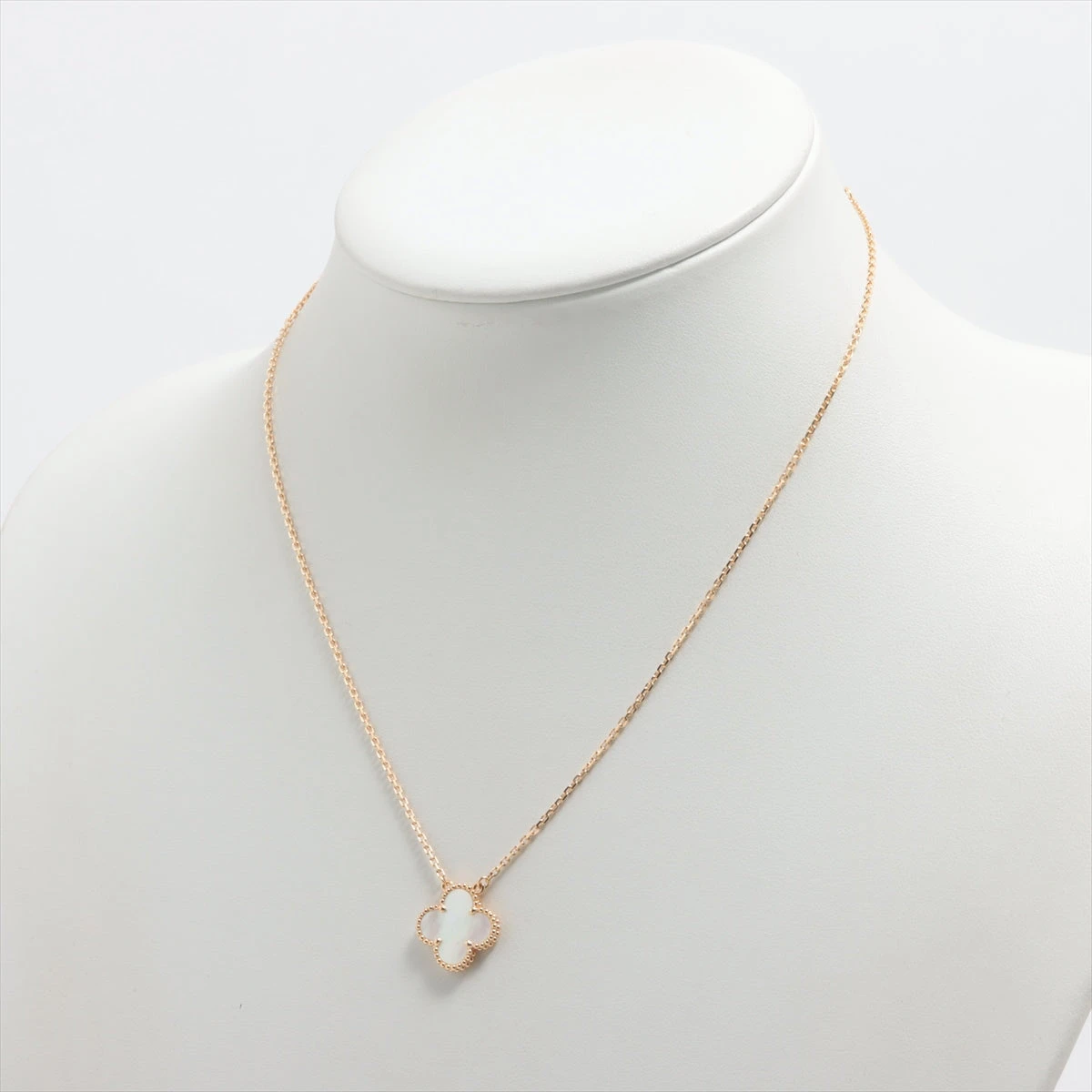 送料関税込Vintageアルハンブラグレーシェルネックレス★Bランク ヴァンクリーフ&アーペル ヴィンテージアルハンブラ グレー