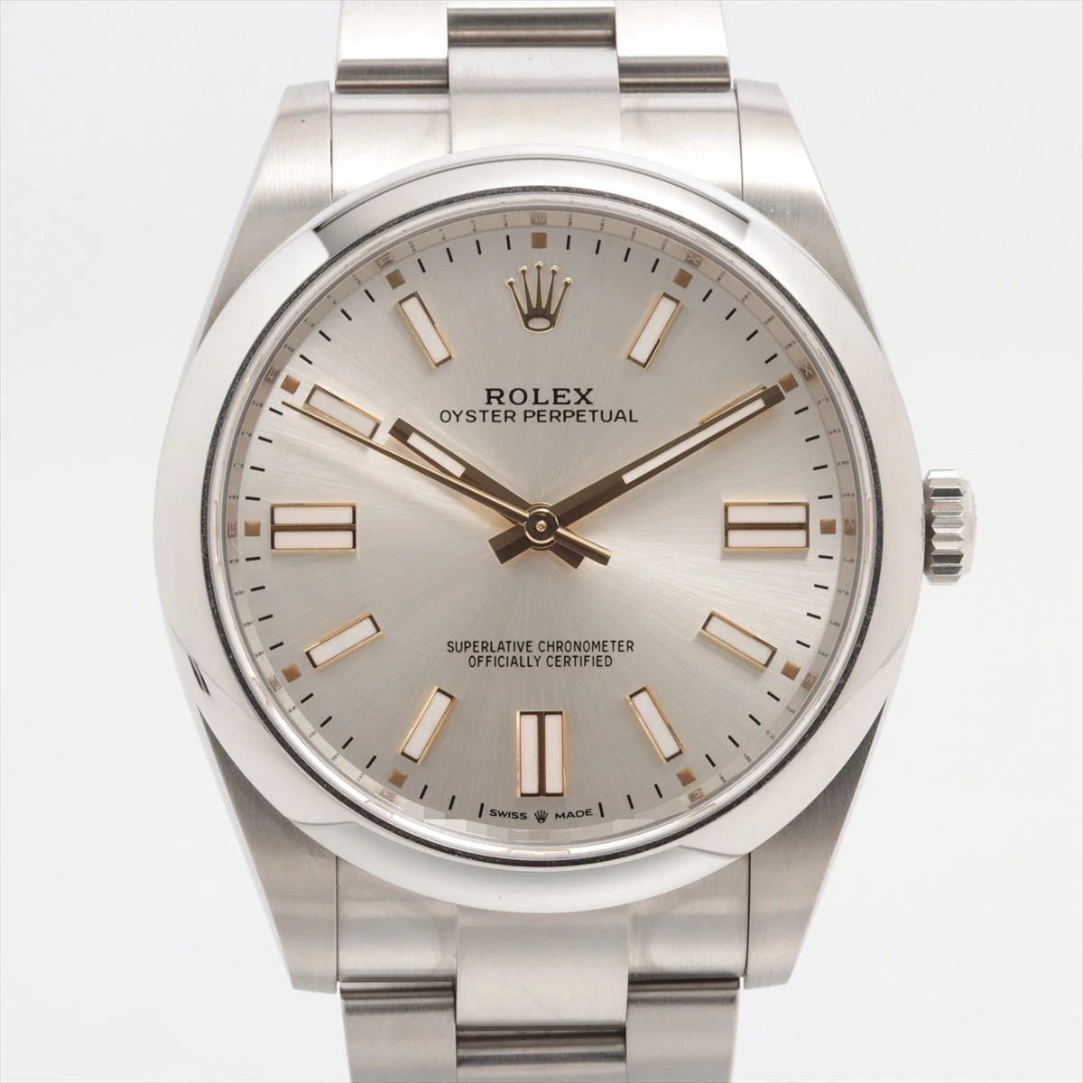 ロレックス オイスターパーペチュアル 124300 SS AT シルバー文字盤 バックル傷