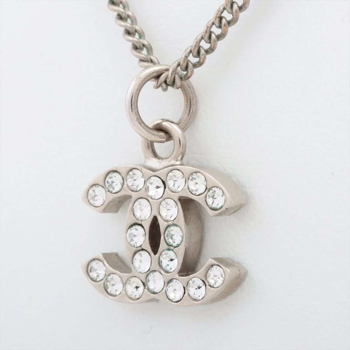 シャネル ネックレス ココマーク ラインストーン シルバー 18s 中古 美品 CHANEL シャネル ネックレス‧チョーカー ココマーク ライン
