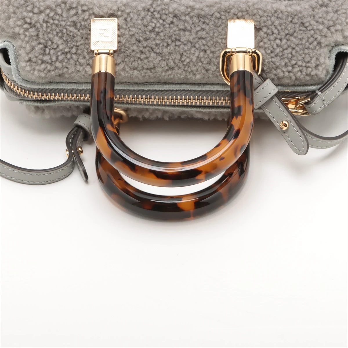 フェンディ バイザウェイミニ ムートン×レザー 2WAYハンドバッグ