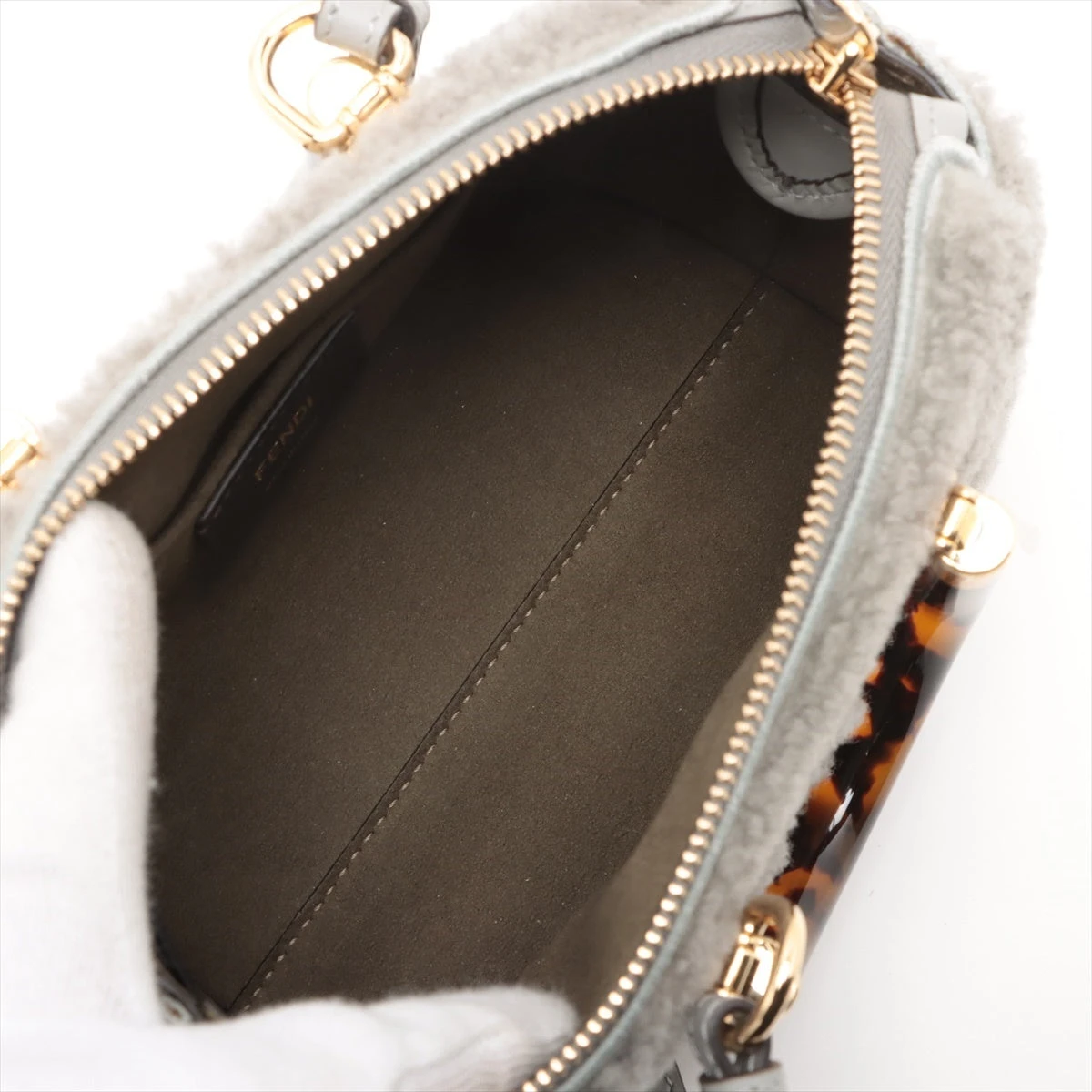 フェンディ バイザウェイミニ ムートン×レザー 2WAYハンドバッグ