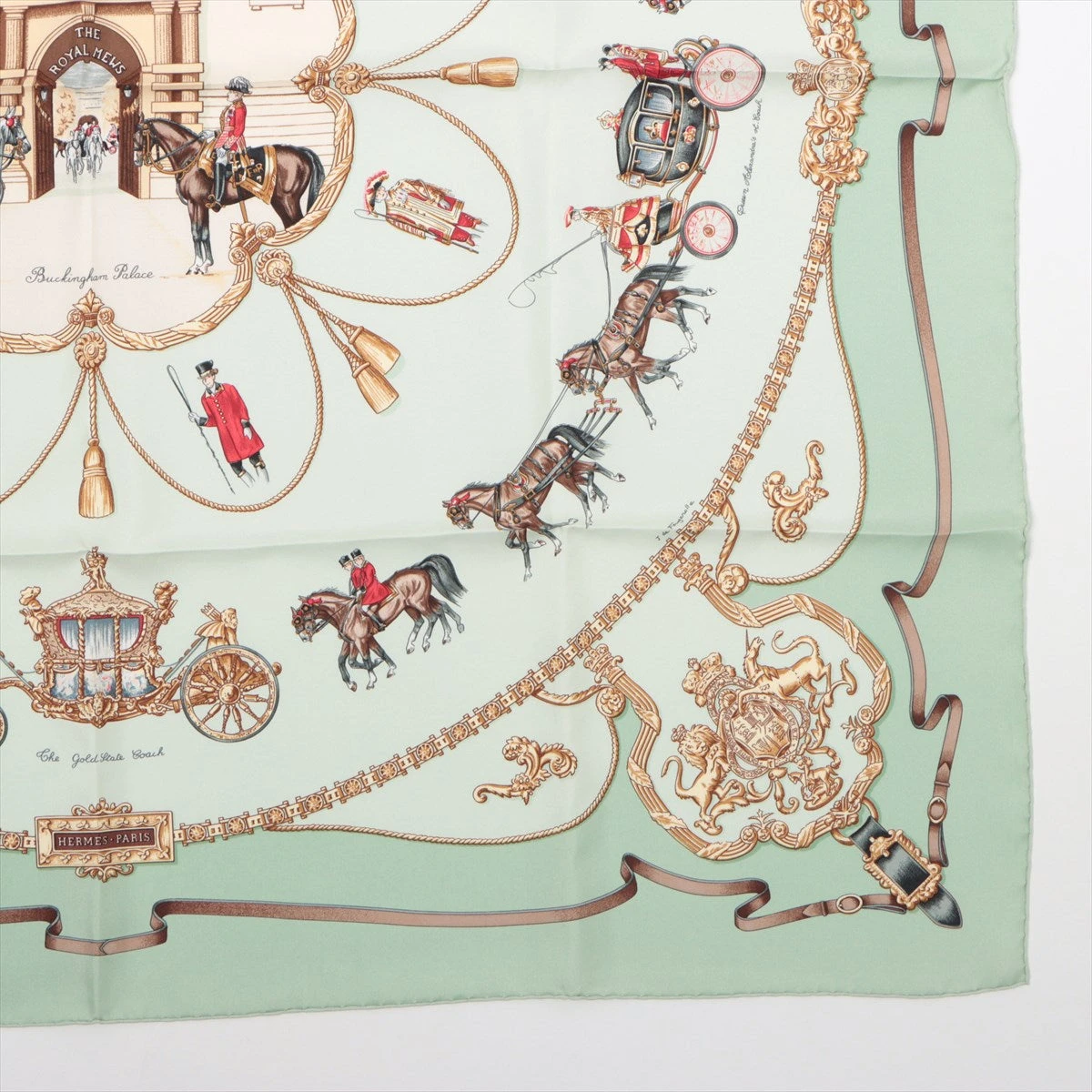 HREMES エルメス　パルク ロイヤル　カレ90 スカーフ　シルク HERMES】エルメス カレ90 シルクスカーフ ニューオリンズ 中古の