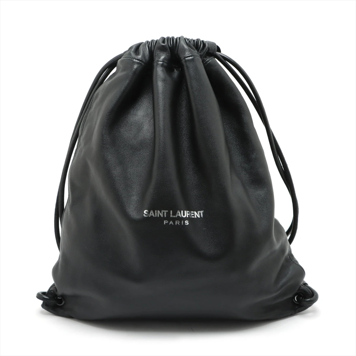 SAINT LAURENT PARIS テディ ロゴ レザーリュック ブラック サンローランパリ テディ レザー バックパック/リュック