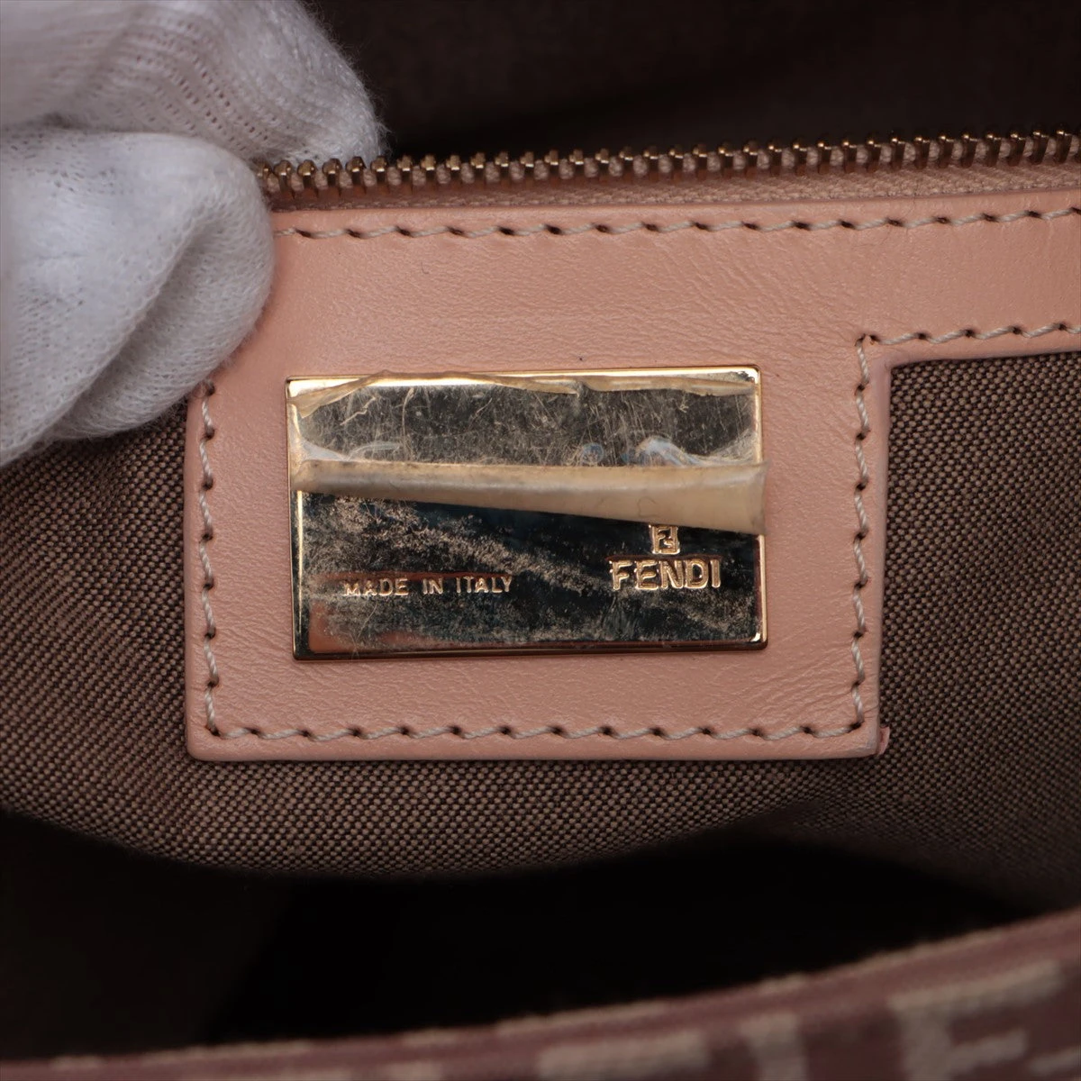 フェンディ ズッキーノ マンマバケット キャンバス×レザー ショルダー