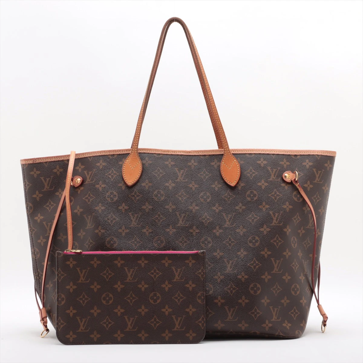 LOUIS VUITTON ルイヴィトン M41180 ネヴァーフルGM ポーチ付き 肩掛け トートバッグ ピヴォワンヌ ブラウン レディース
