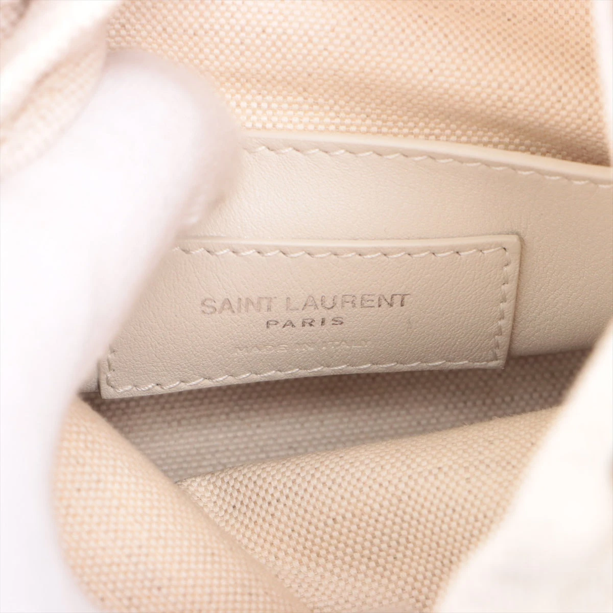 サンローランパリ キャンバス×レザー ショルダーバッグ ベージュ
