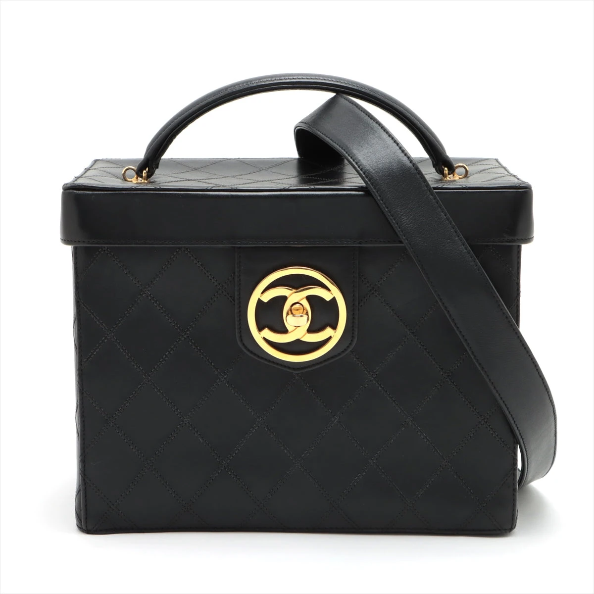 CHANEL ビコローレ ラムスキン レザー ハンドバッグ バニティ ココマーク CHANEL シャネル ラムスキン ビコローレ レザー バニティバッグ