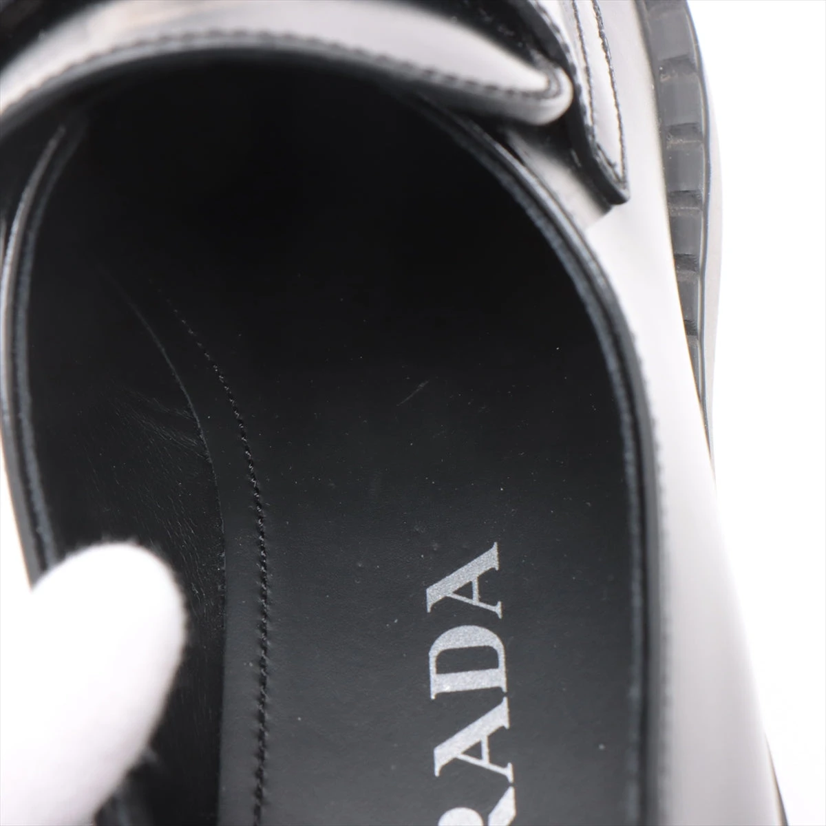 PRADA Chocolate レザーローファー トライアングルロゴ プラダ チョコレート レザー ローファー 39 レディース ブラック