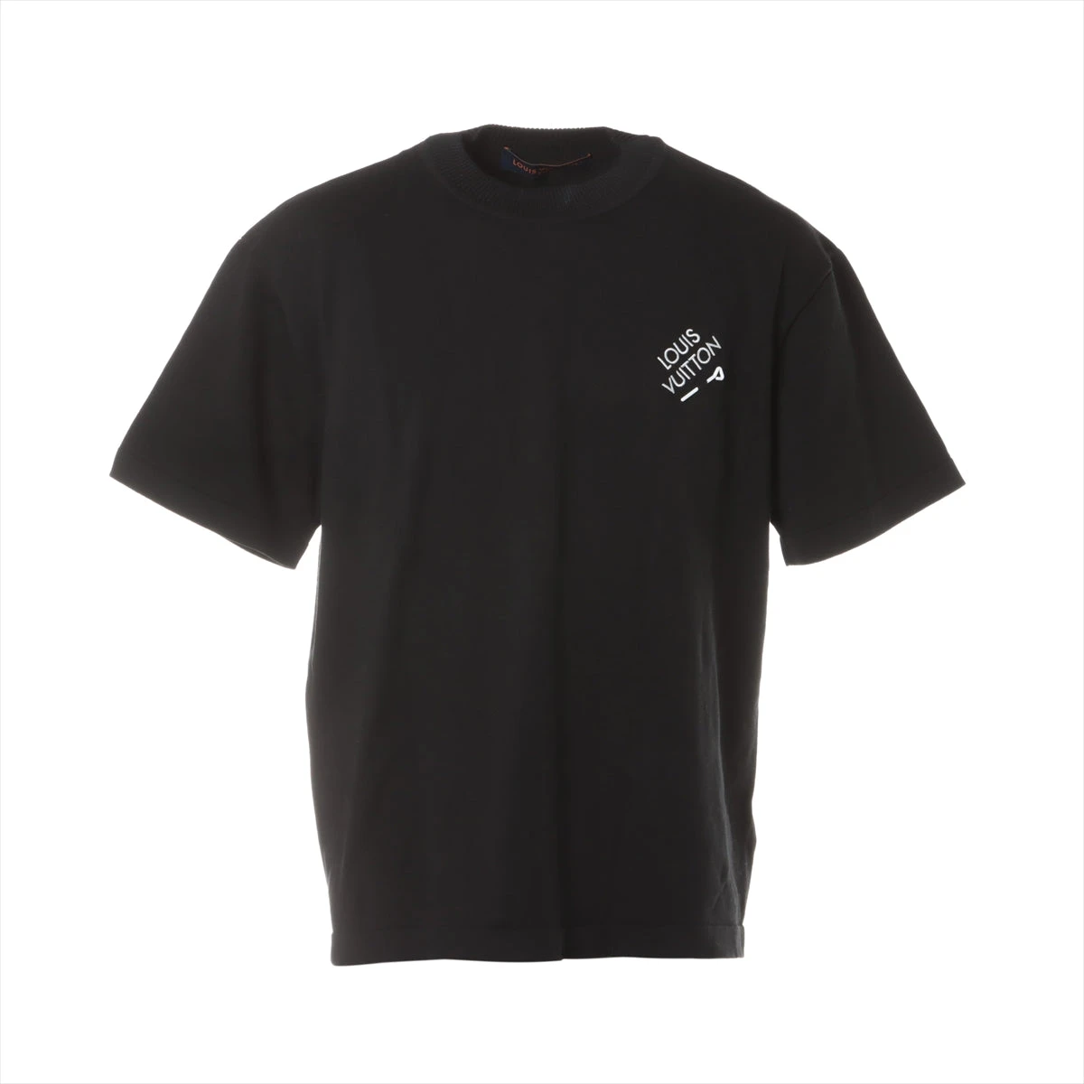 ヴィトン 23SS コットン 半袖ニット L メンズ ブラック RM231Q 