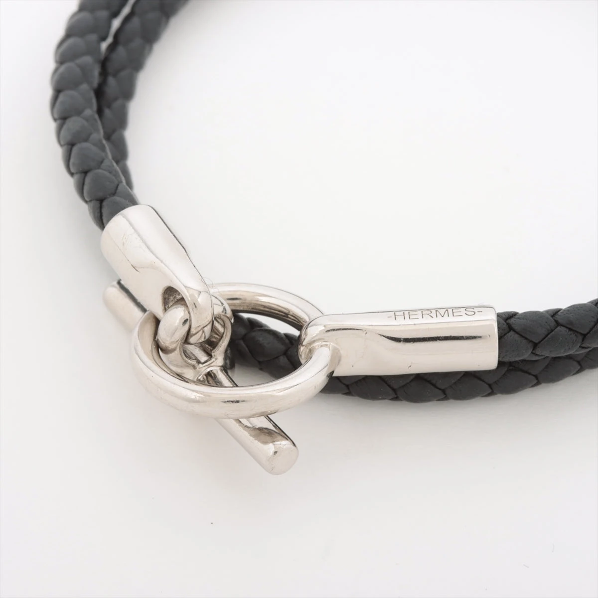 HERMES グレナン　ブレスレット黒 HERMES エルメス グレナンH レザーブレスレット ブラック 黒