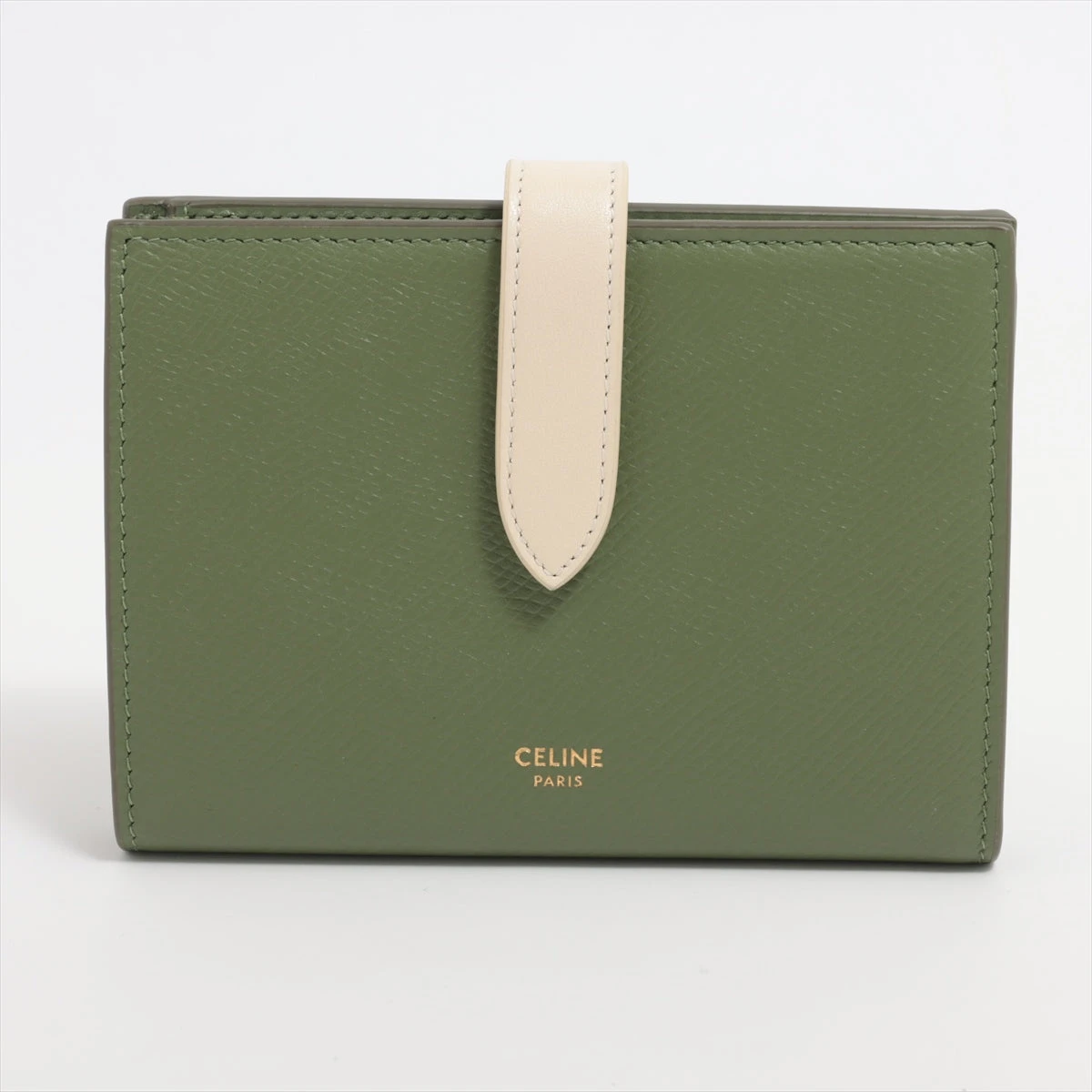 セリーヌ ミディアムストラップ レザー 財布 グリーン A2673242｜中古