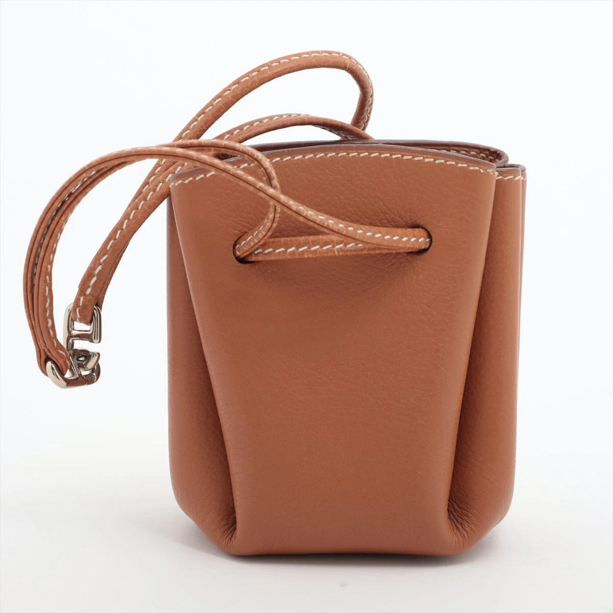 エルメスブラウンレザーポーチ エルメス ヴェスパポーチ レザー ポーチ ブラウン シルバー金具