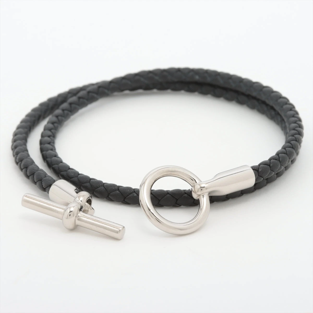 HERMES エルメス　グレナンブレスレット　GP ブラック エルメス グレナン GP×革 ブレスレット ブラック×ゴールド A