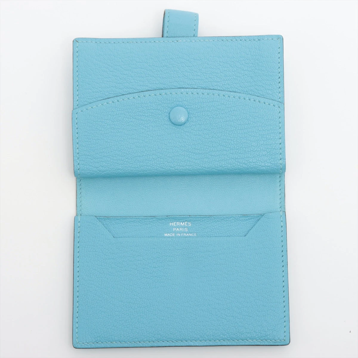 Hermes カードケース　ブルージーン エルメス<br>カルヴィ デュオ<br>コインケース付きカードケース