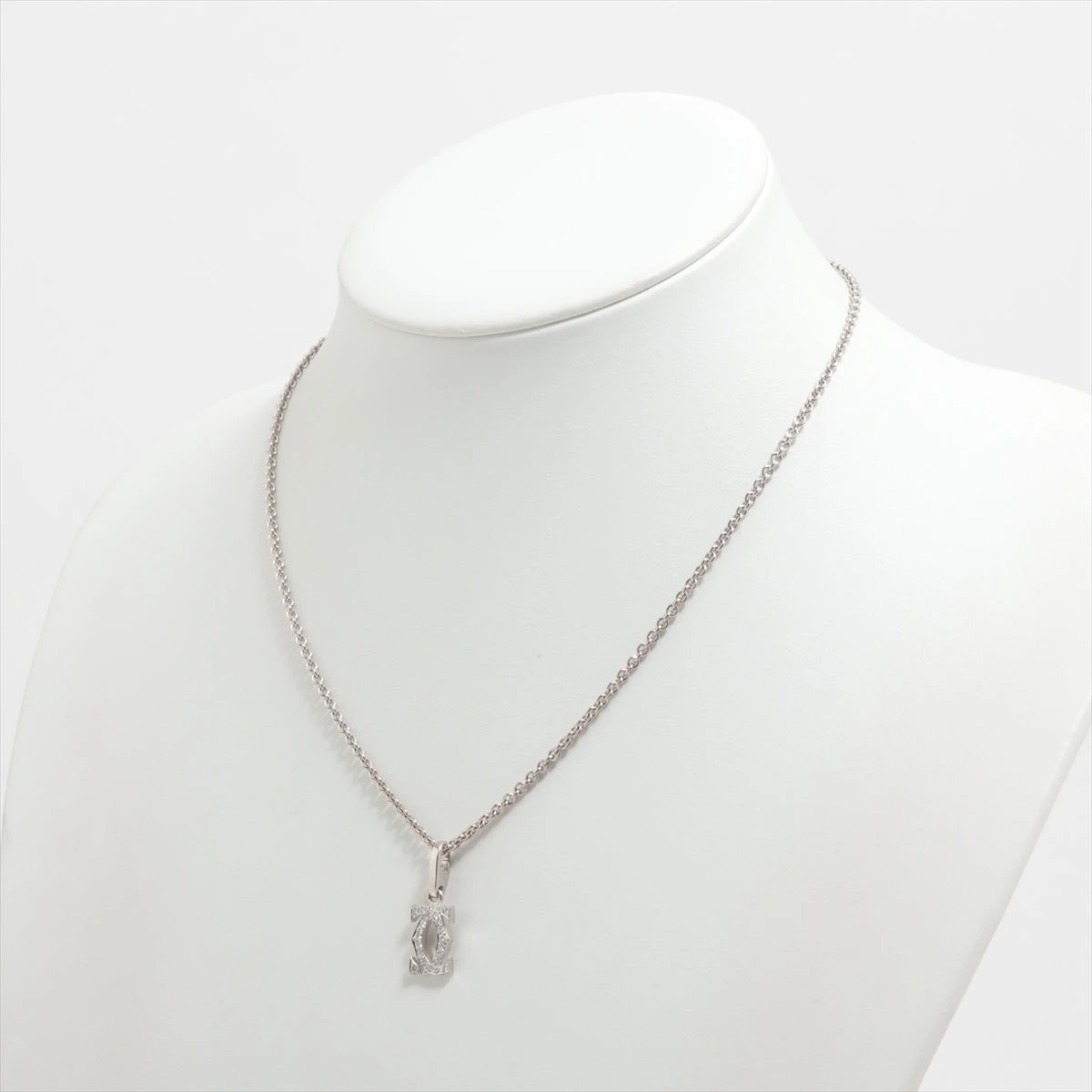 カルティエ 2C ダイヤ チャーム ネックレス 750(WG) 11.2g