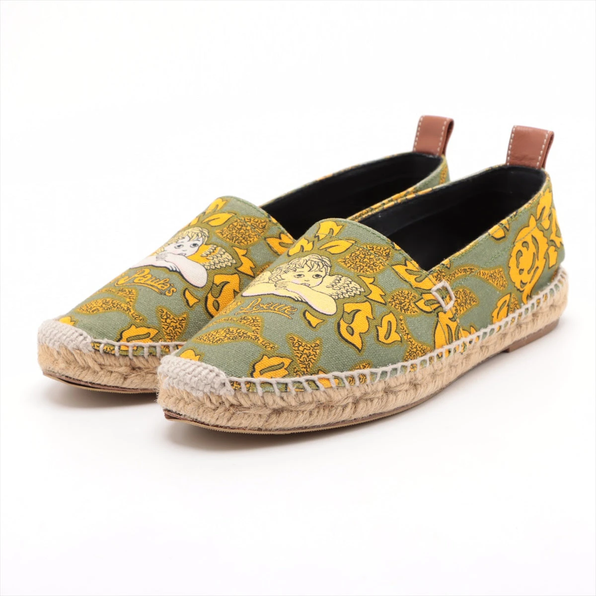 ロエベ キャンバス×レザー エスパドリーユ 36 レディース グリーン  