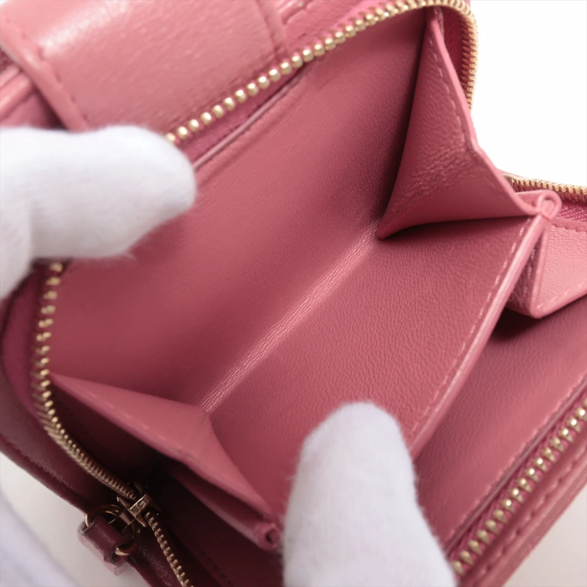 シャネル ターンロック レザー 財布 ピンク ゴールド金具 27番台