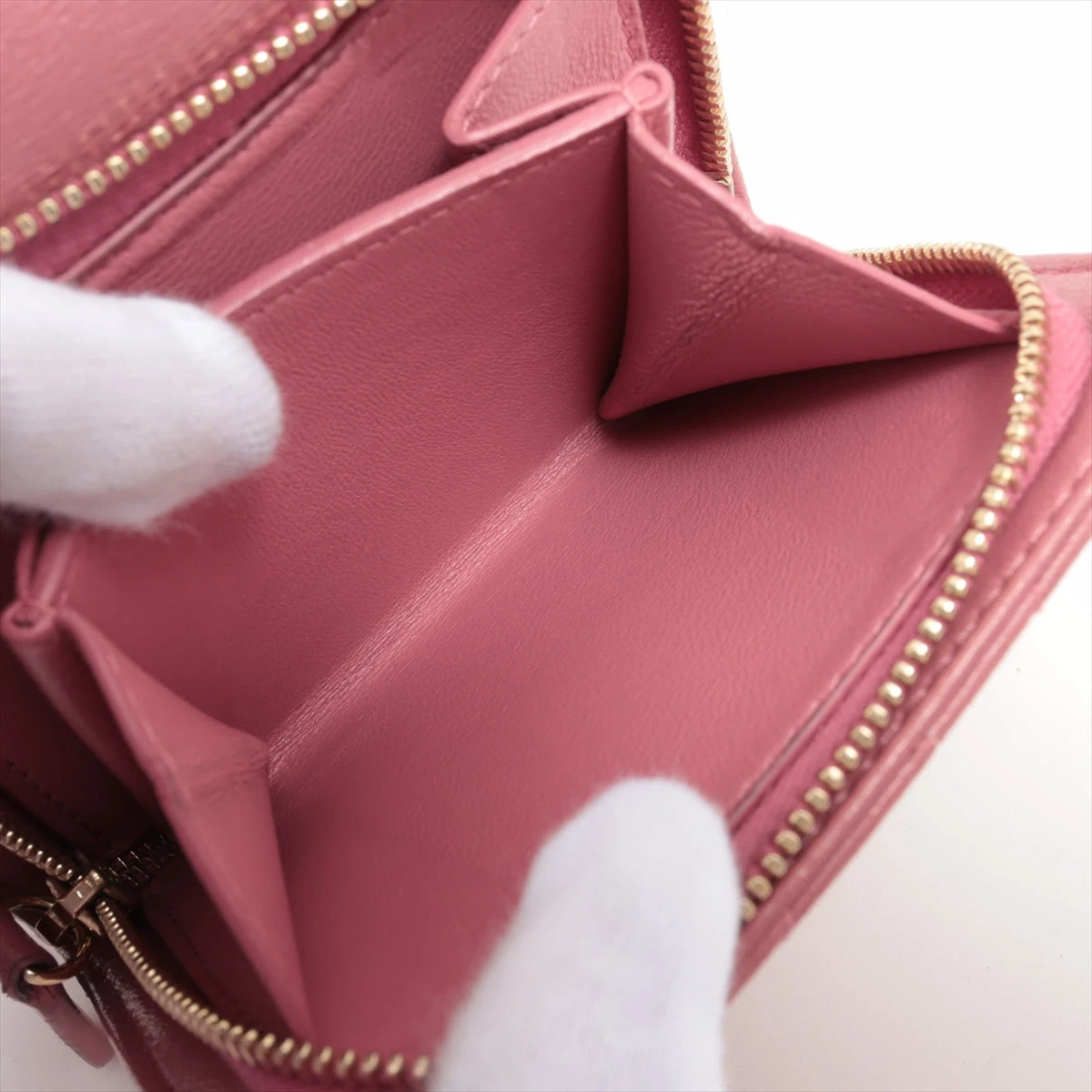 シャネル ターンロック レザー 財布 ピンク ゴールド金具 27番台