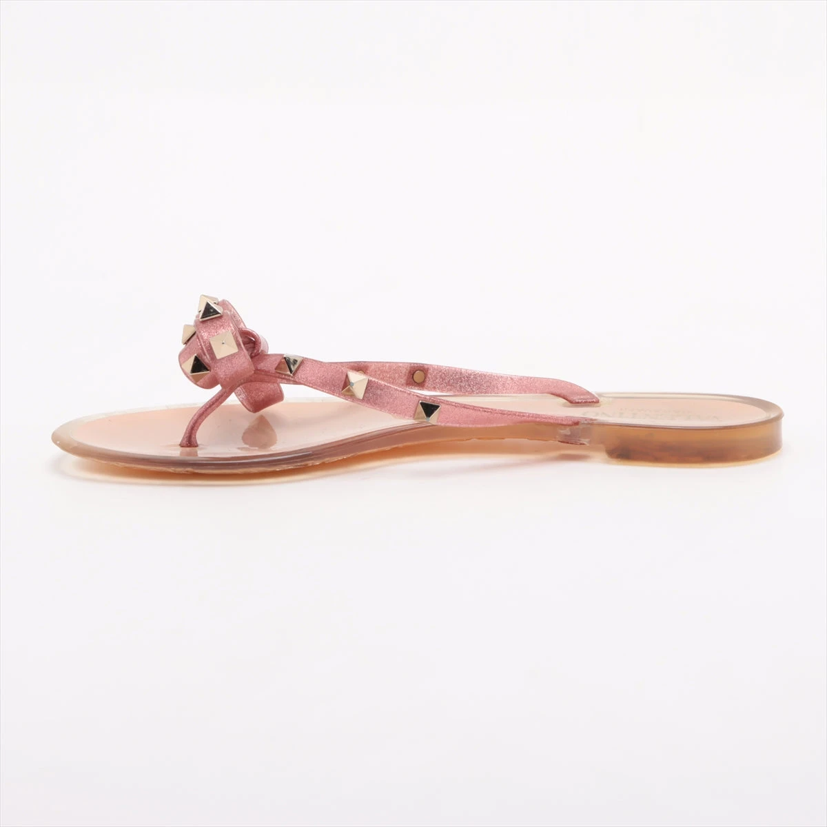VALENTINO スタッズ付きビーチサンダル ピンクベージュ 美品✨Valentino ロックスタッズ ビーチサンダル ピンクベージュ