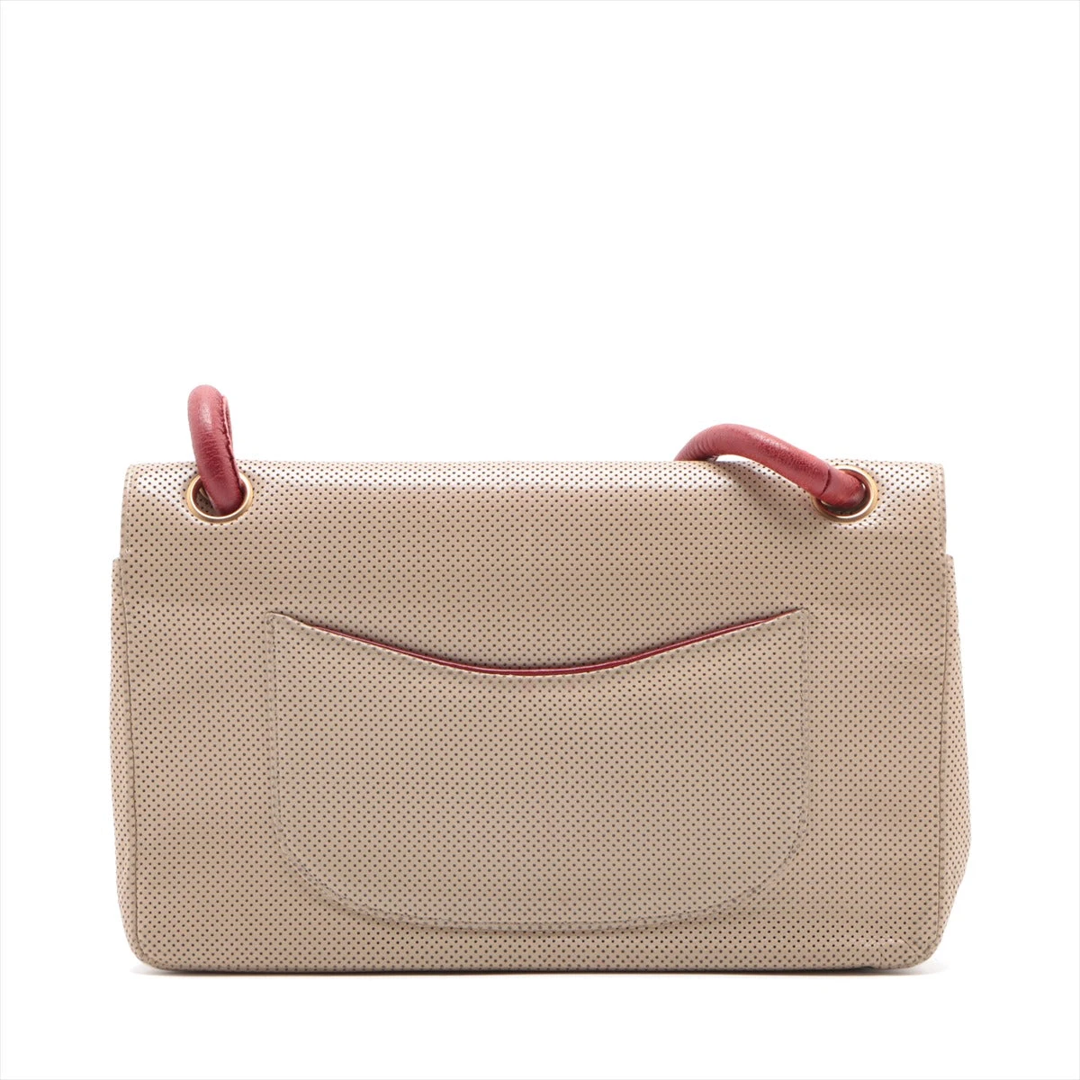 シャネル CHANEL パンチング レザー ショルダーバッグ ベージュx