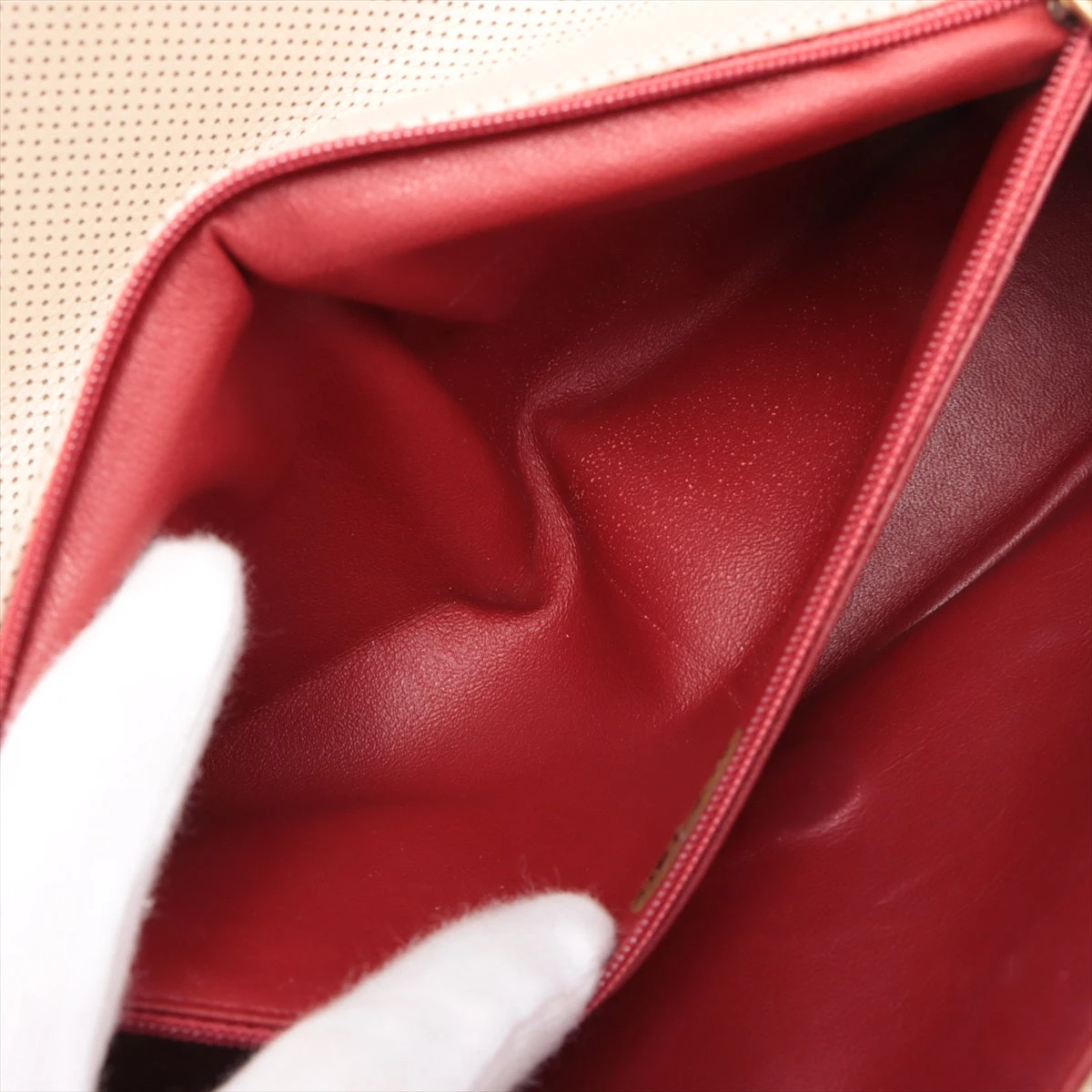 本物保証　CHANEL ベージュ パンチングショルダーバッグ シャネル ココマーク パンチングレザー ショルダーバッグ