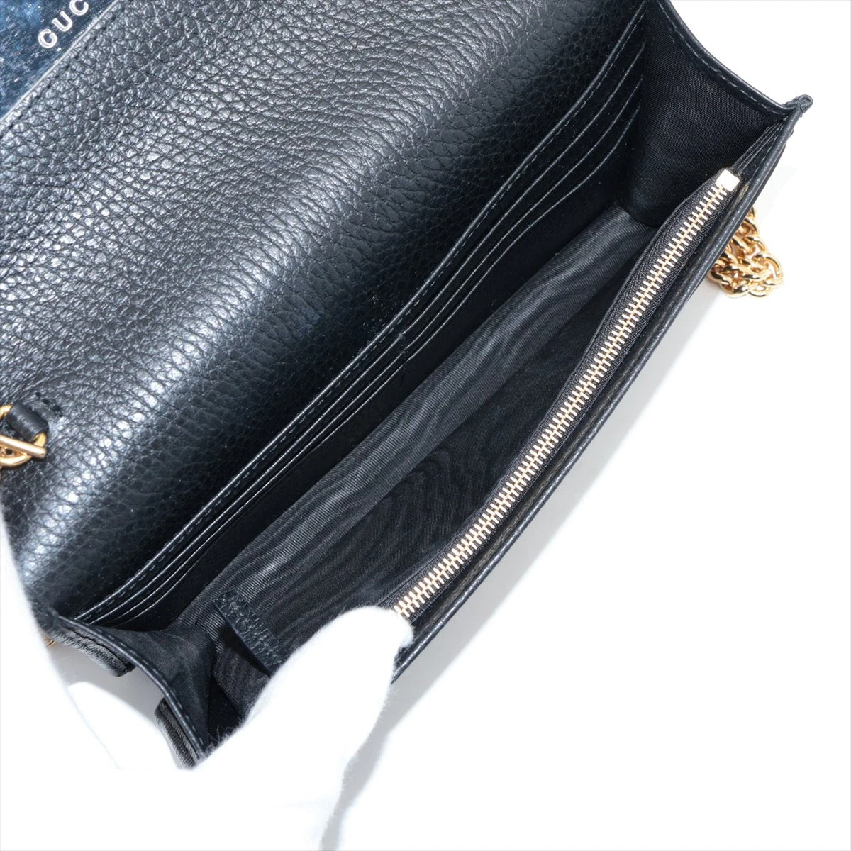 グッチ GGマーモント レザー チェーンウォレット ブラック