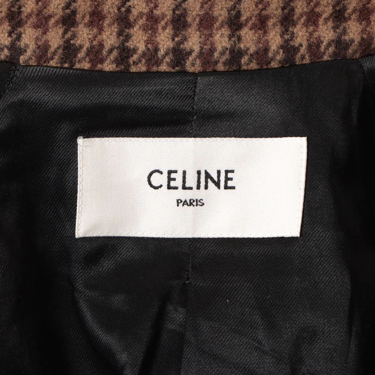 直営ショッパー付♪CELINE 千鳥格子 ウール コート CELINE セリーヌ 21AW HIGH NECK COLLAR COAT IN HOUNDSTOOTH