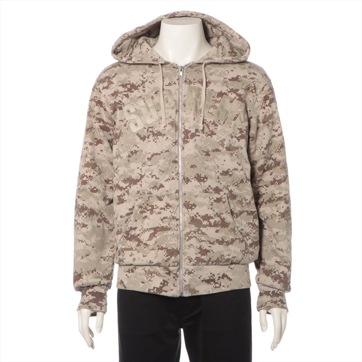 シュプリーム 17AW コットン パーカー M メンズ ベージュ Arc Logo 