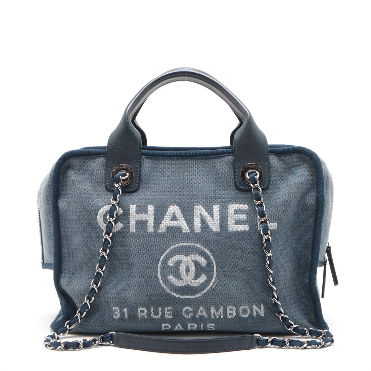 シャネル 2WAYバッグ ドーヴィル トートバッグ キャンバス グレー ハンドバッグ ショルダー 肩掛け 中古 シャネル□ ドーヴィルMM トートバッグ ショルダーバッグ