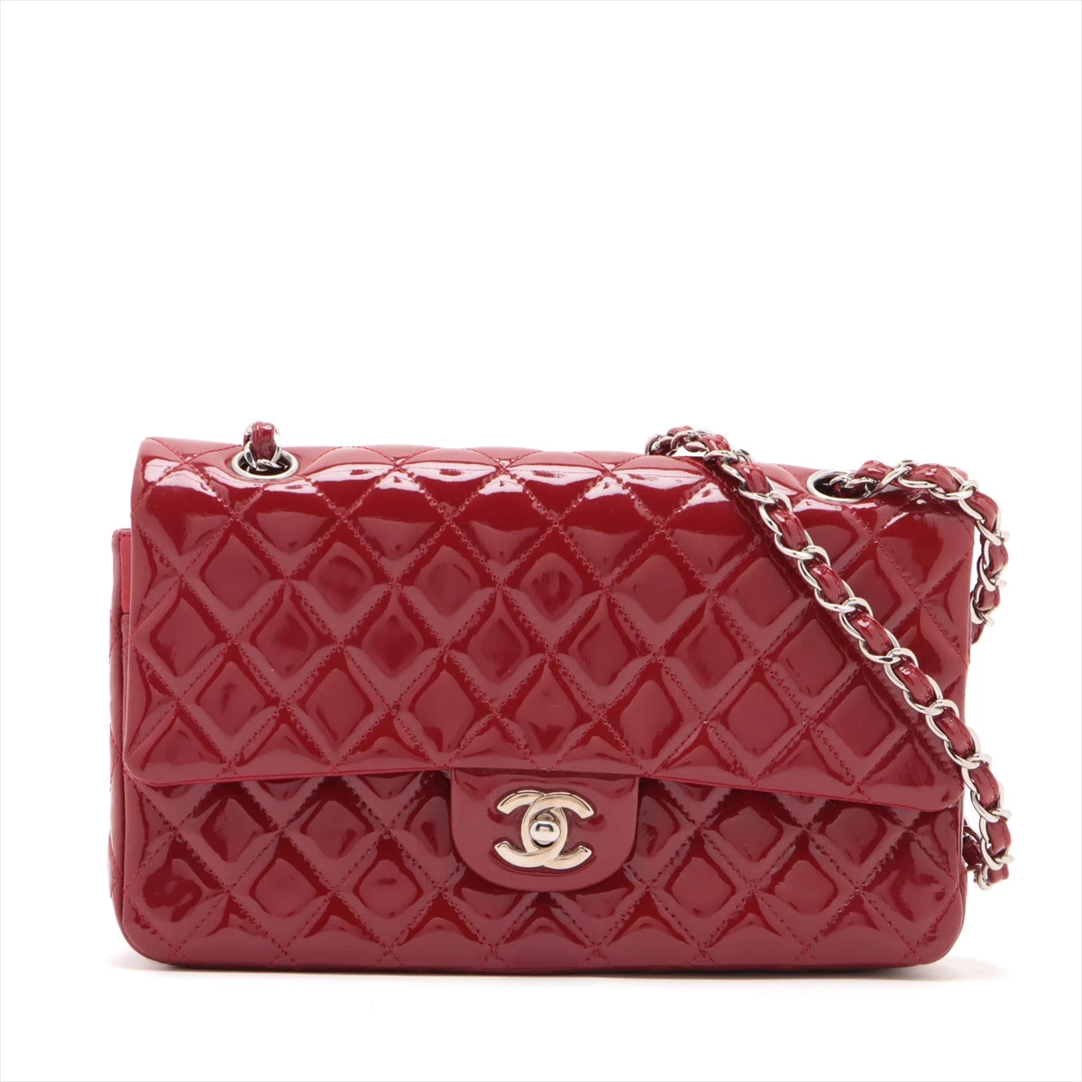CHANEL シャネル ダブルフラップバッグ マトラッセ パテントレザー 25 CHANEL シャネル ダブルフラップバッグ マトラッセ パテント