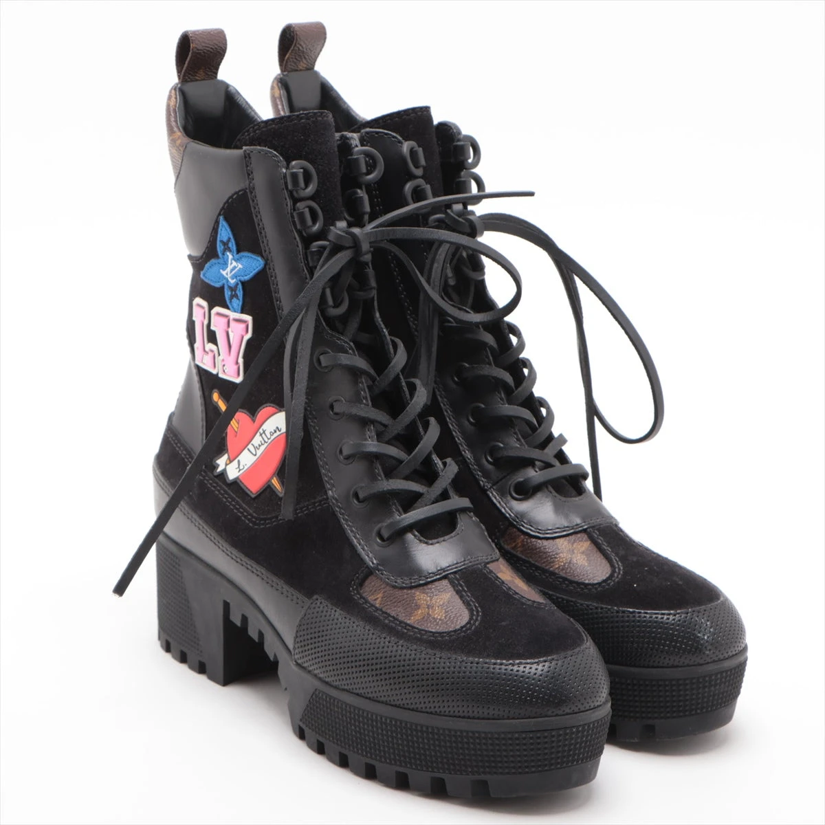 ヴィトン ローリエートライン 18年 レザー×スエード ショートブーツ