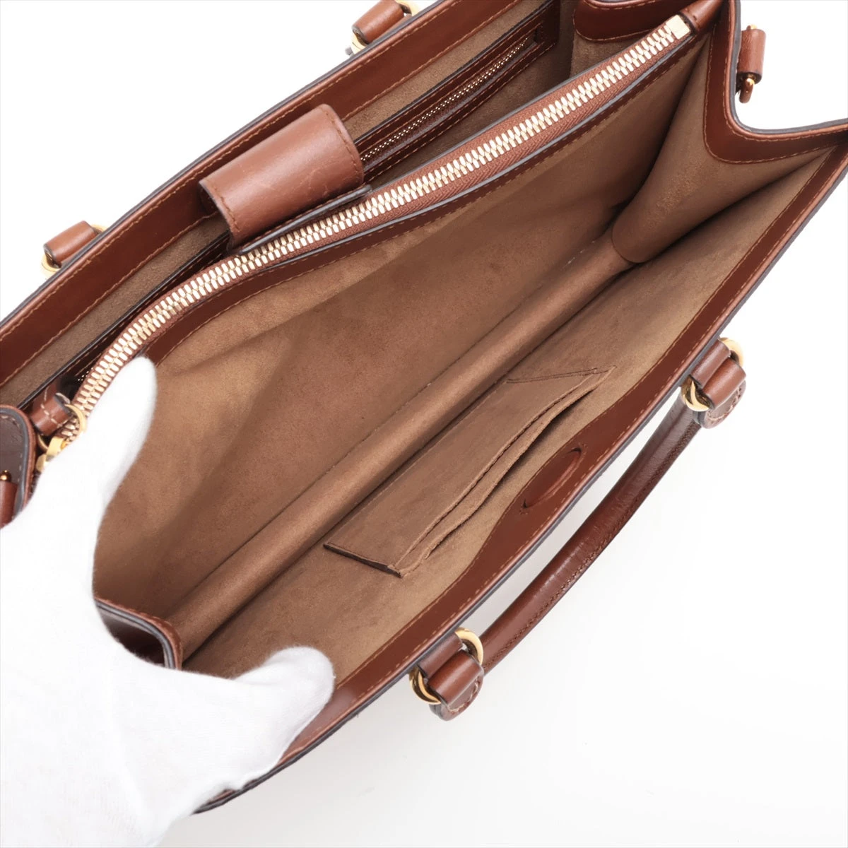 グッチ GGスプリーム PVC×レザー 2WAYハンドバッグ ベージュ×ブラウン