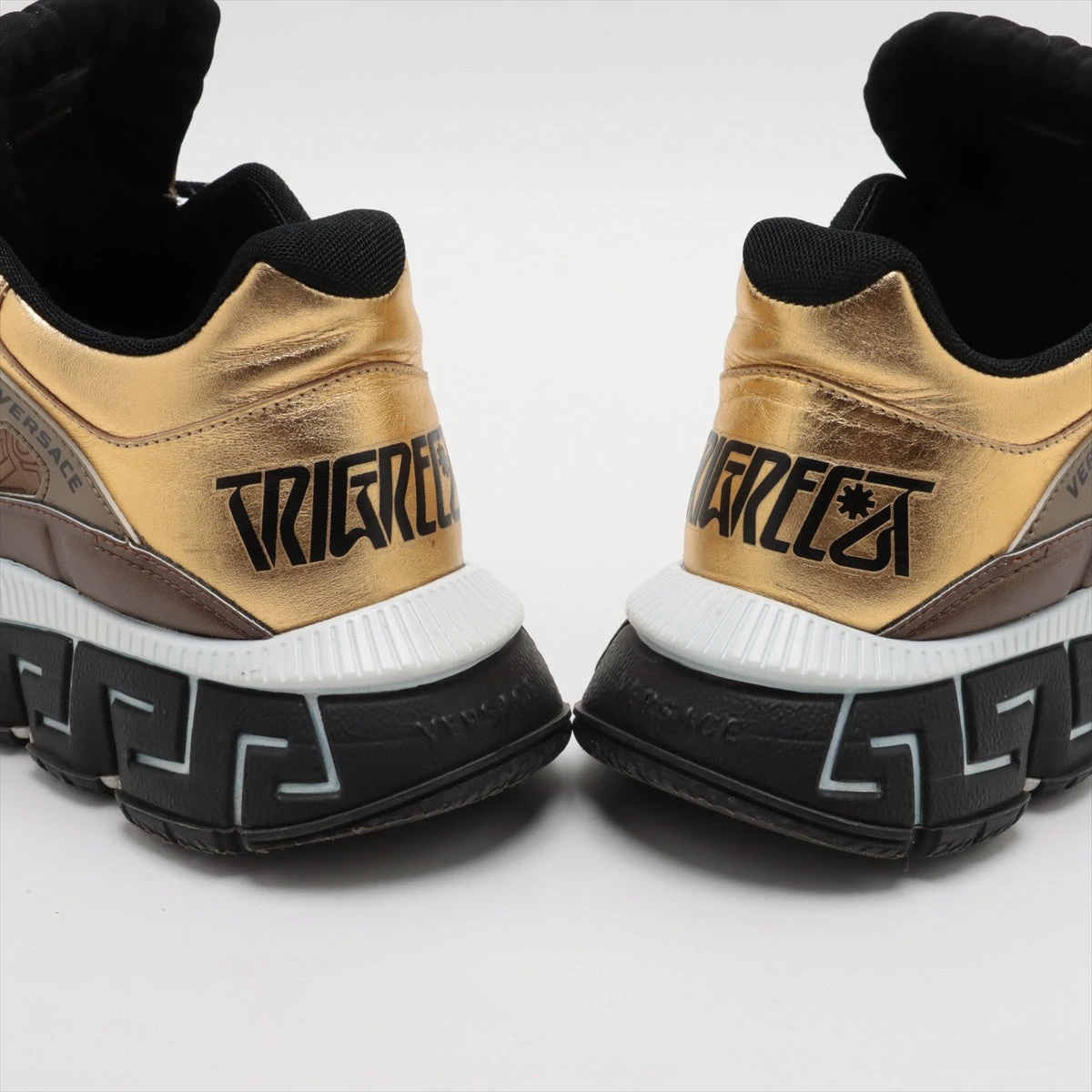 ヴェルサーチェ トライグレカ レザー×ファブリック スニーカー