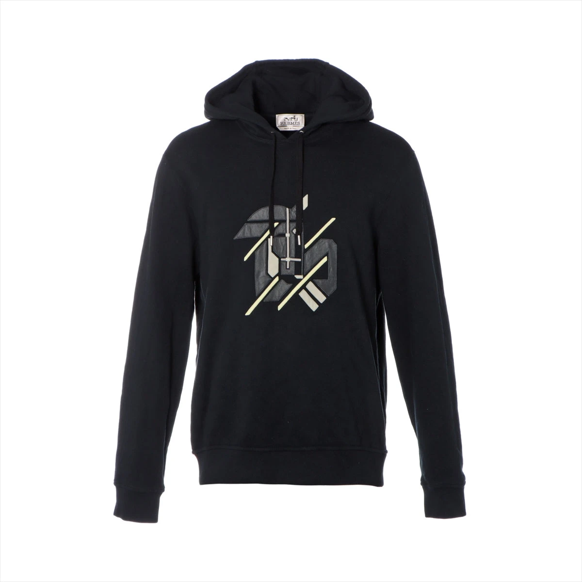 エルメス 23SS コットン パーカー L メンズ ブラック ChevauxSymetrie 
