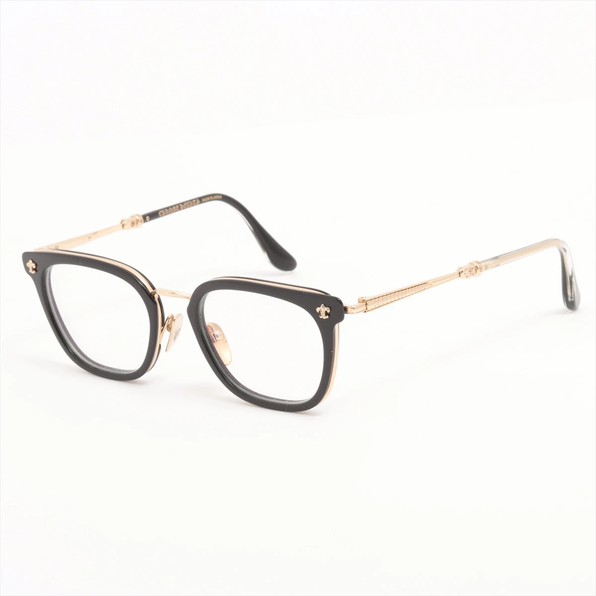 美品 CHROME HEARTS クロムハーツ 51 21 ゴールド メガネ クロムハーツ メガネ 表記なし ギャランティアリ 51□21-148 ブラック