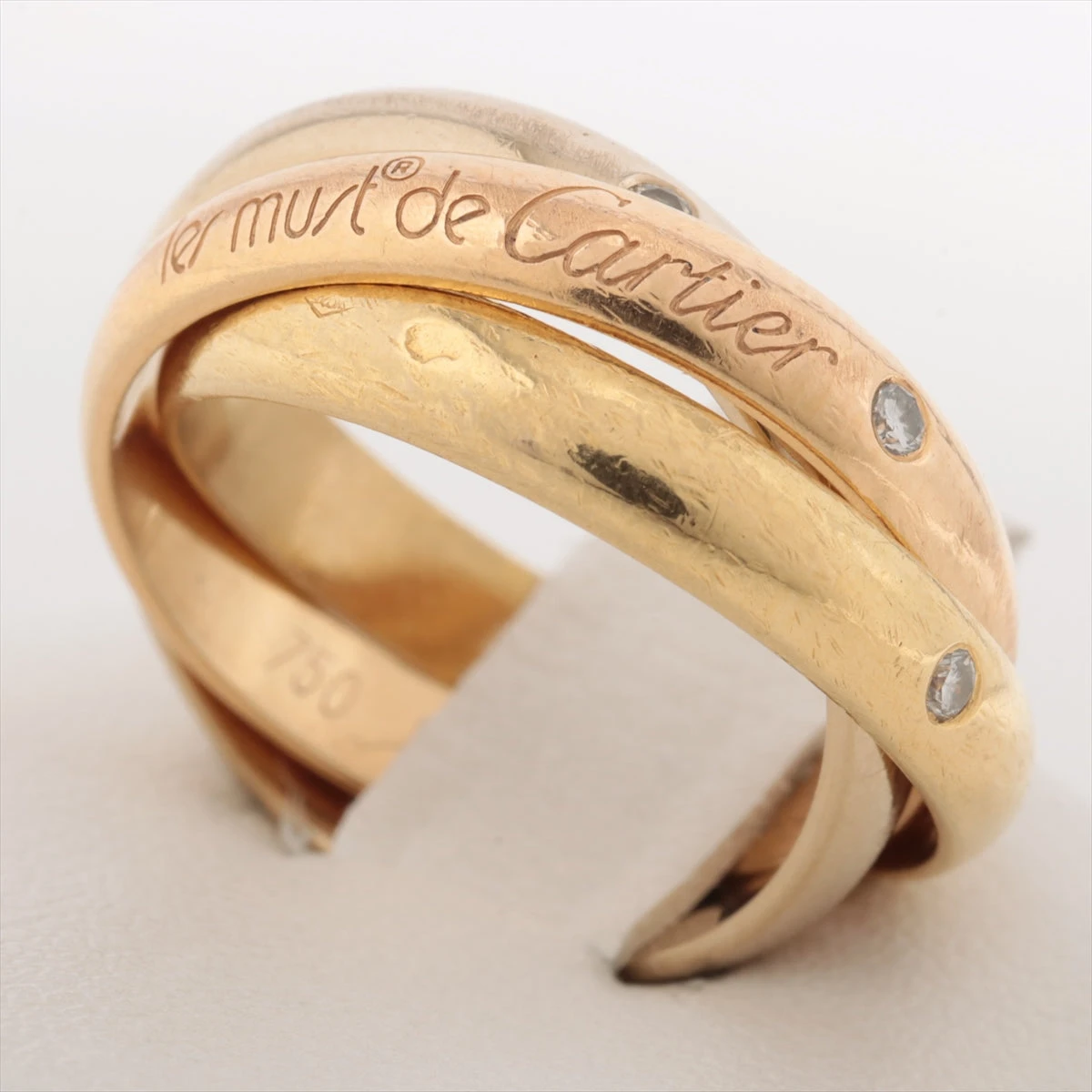 カルティエ トリニティ 3P ダイヤ リング 750(YG×PG×WG) 9.5g 52