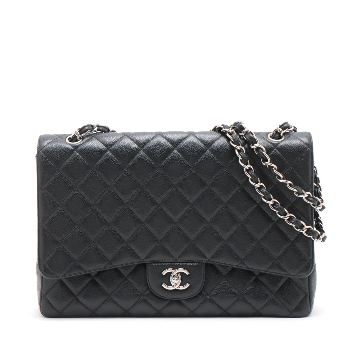 シャネル デカマトラッセ34 マキシ キャビアスキン シングルフラップ