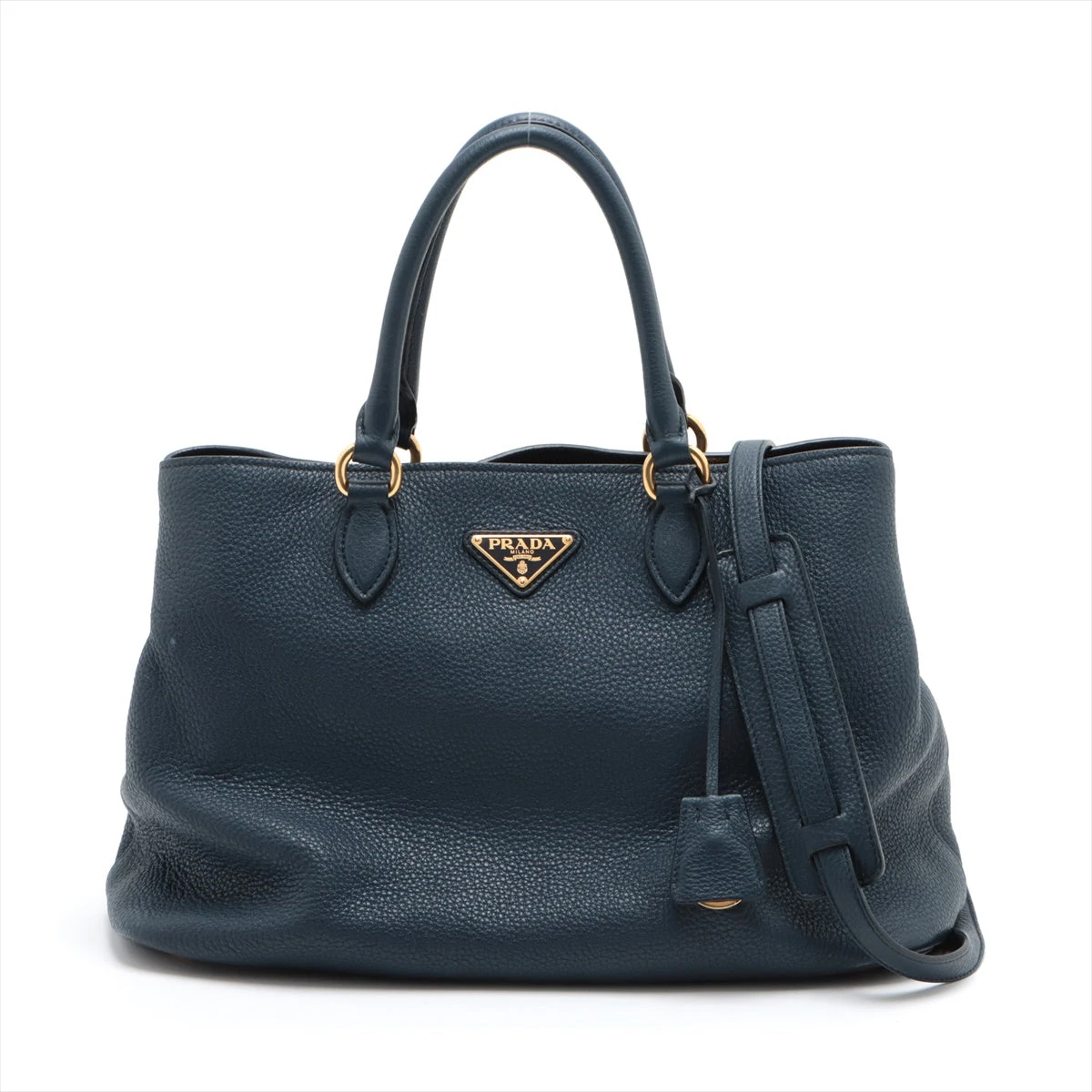 【美品】PRADA プラダ ヴィッテロダイノ 2way トートバッグ ネイビー 極美品✨プラダ 2way トートバッグ ヴィッテロダイノ レザー